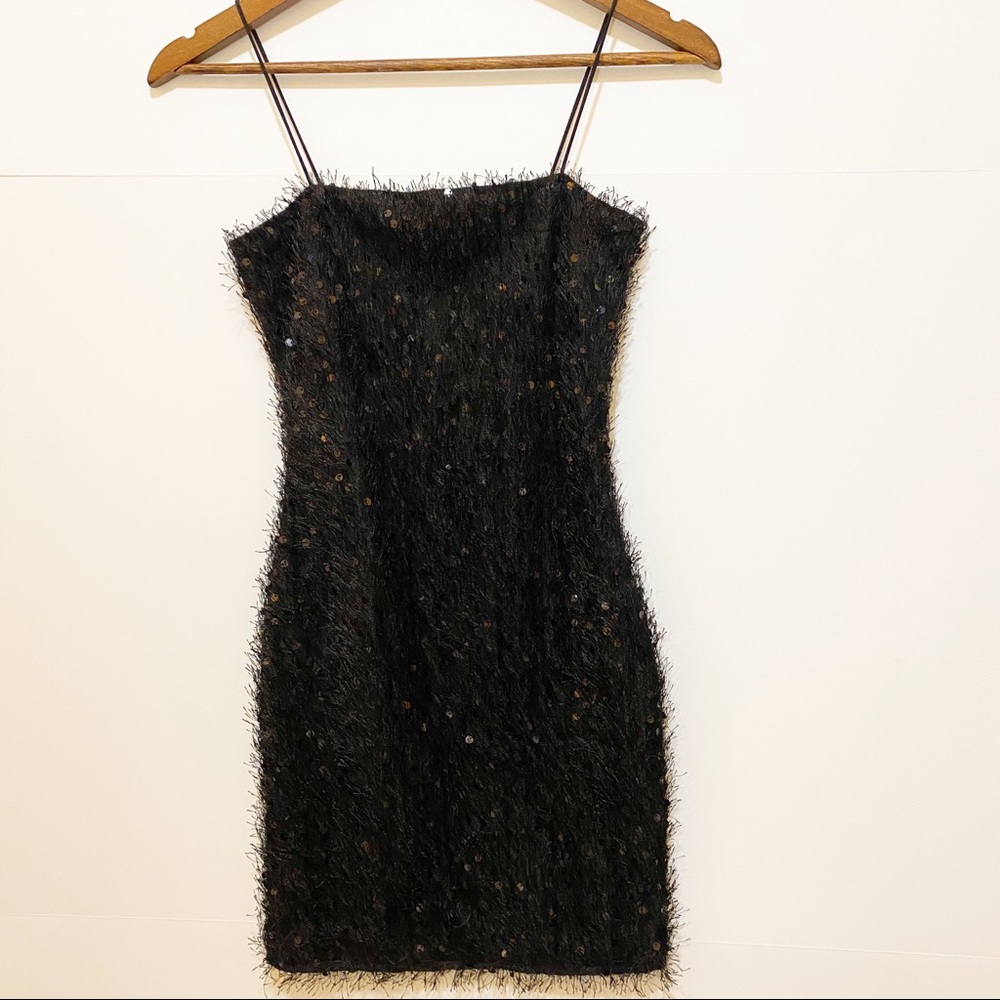FASHION NOVA Black Sequin Mini Dress